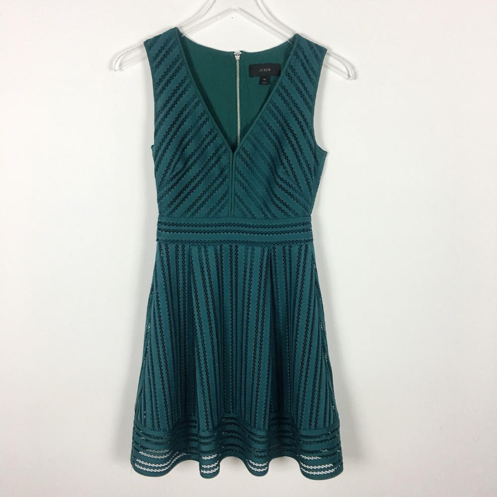 J. Crew | Eyelet Striped Green Dress Size 00